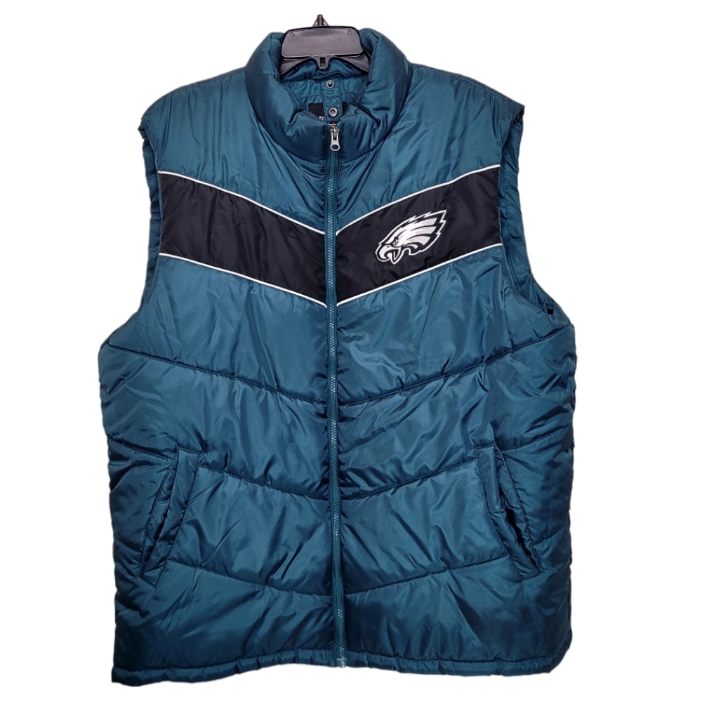 Philadelphia Eagles Full Zip Performance Winter Puffer Jacket Vest Sz XL